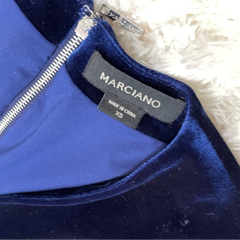 Marciano Royal Blue Velvet Fabiola Long Sleeve Dress size XS - Picture 7 of 13